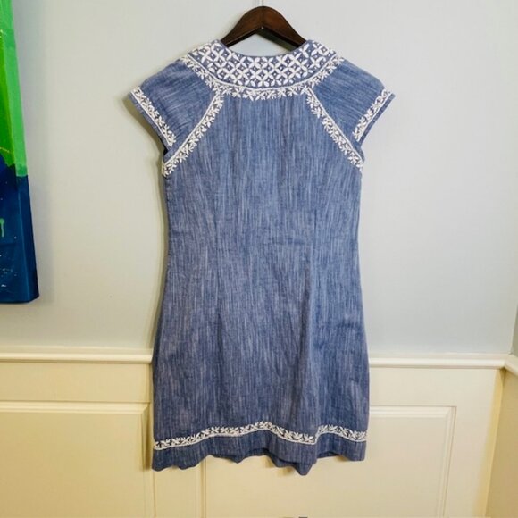 Roller Rabbit 100% Cotton Embroidered Resortwear Dress Cover Up Chambray Blue XS - Picture 4 of 6